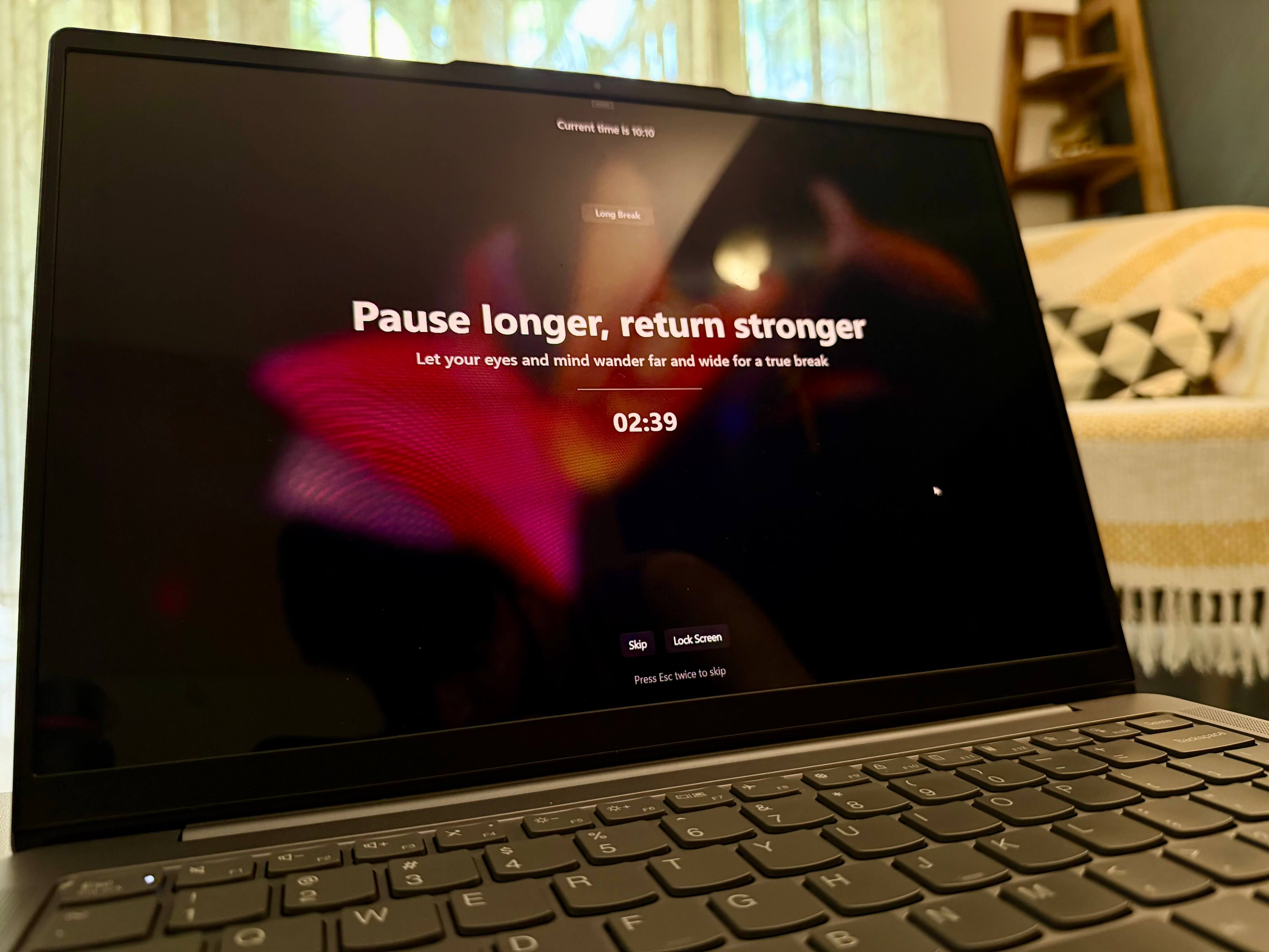 Snooze from the break screen