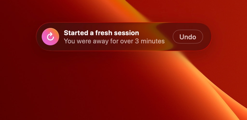 LookAway restarting a session after a natural break