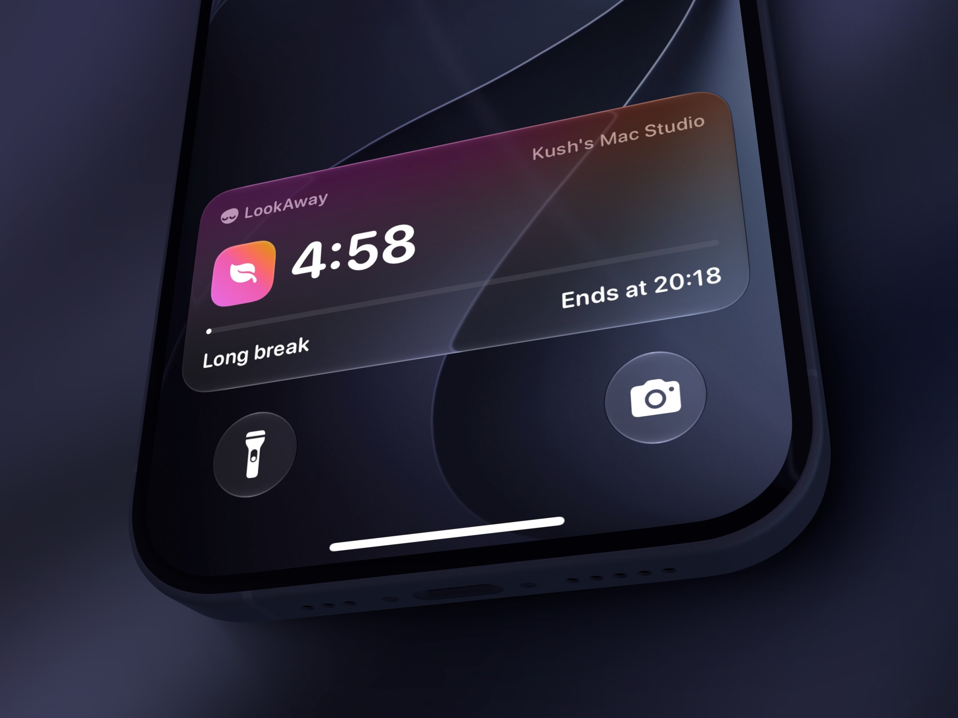 LookAway break countdown in an iPhone Live Activity