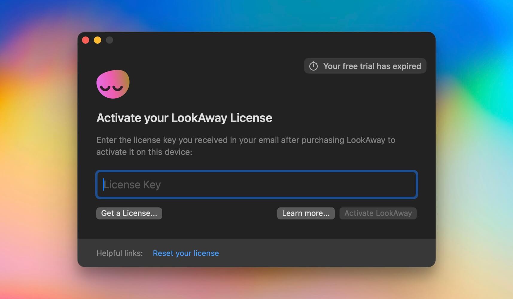 Activating License in LookAway